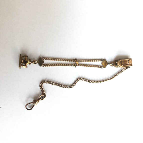 e270 Antique Gold Filled Lapel Pocket Watch Chain… - image 2