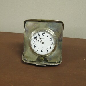 g213 Vintage 1920s Swiss Sterling Silver Miniature Folding Clock/ Watch
