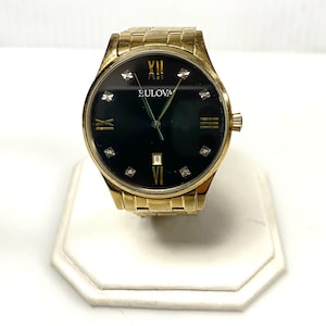 Vintage 1997 Bulova Diamond 20mm Women\'s Quartz Gold Tone Dress Watch Restored Bulova Diamond Gold Plated Case Gold Plated Band  main image 2