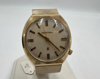 u078 Men's Bulova Accutron White Dial 10kt Gold Filled Case Wristwatch