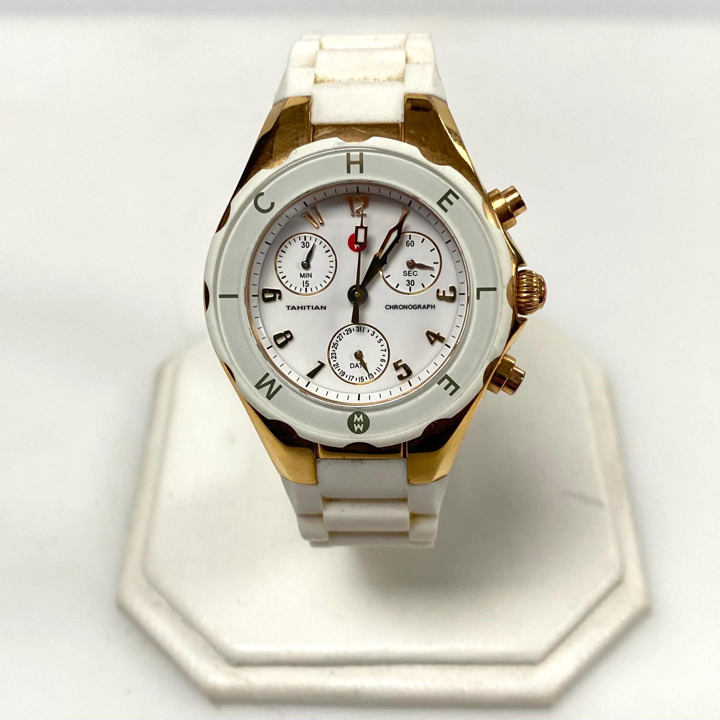 Michele White/Rose Gold Tahitian Jelly Bean Watch MICHELE Tahitian Jelly Bean Womens Watch, White Silicone  main image 4