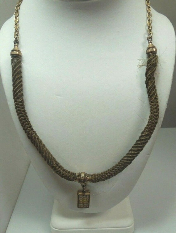 q814 Victorian Era 1800 s Woven Hair Chain Neckla… - image 1