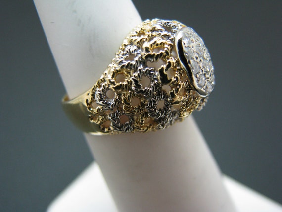a873 Vintage Beautiful Diamond Cluster Domed Ring… - image 4