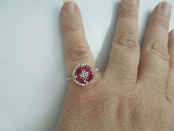 g557 Lovely Ladies 14kt Rose Gold Ruby and Diamon… - image 7