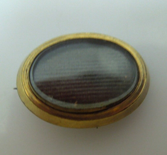 s977 Antique Victorian Era Mourning Brooch Yellow… - image 1
