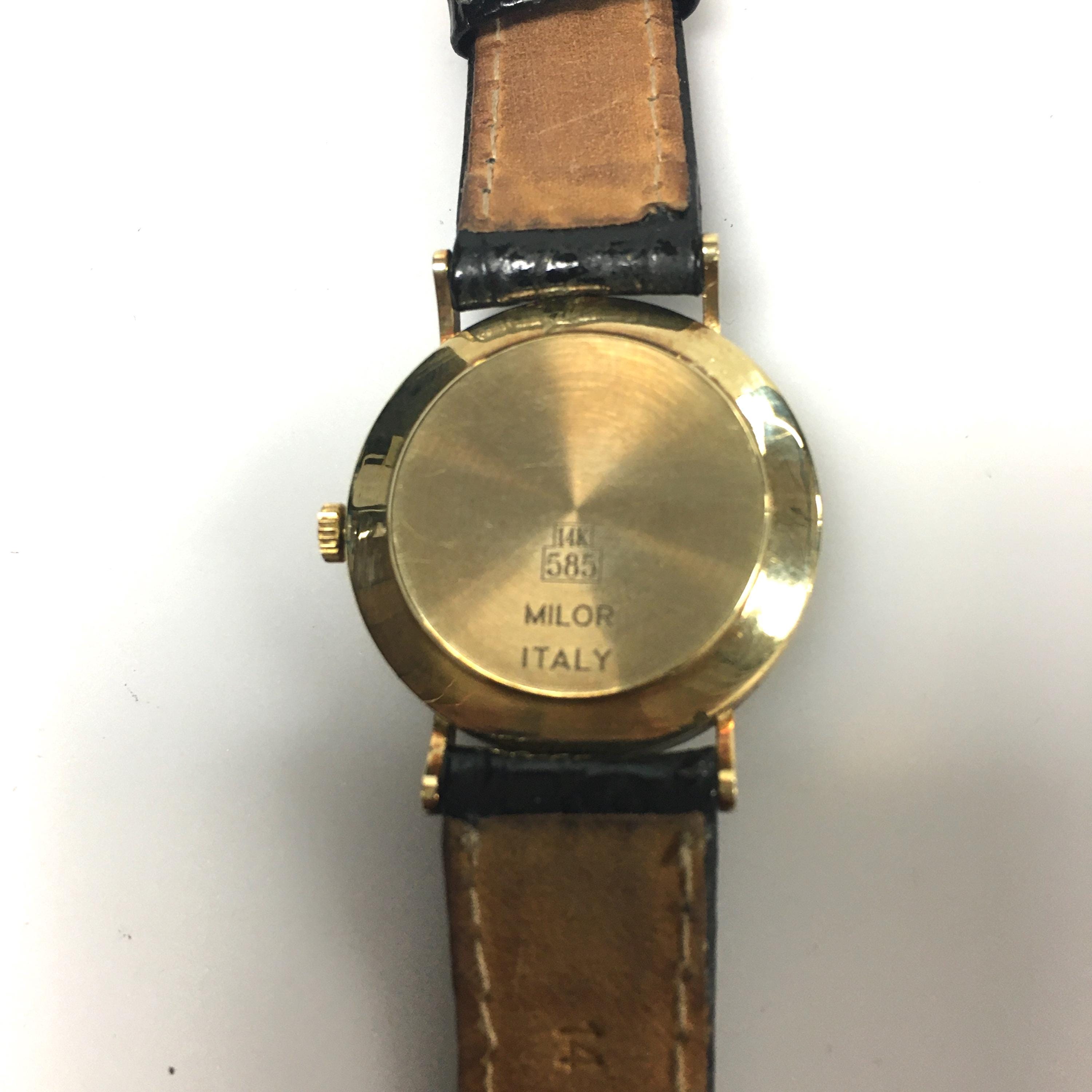 Vintage Vicence Milor Italian Quartz Swiss Watch Yellow Gold Case Movemnt Lot - 14K Yellow Gold Milor Italy VIcence Quartz Oval Cased  main image 4