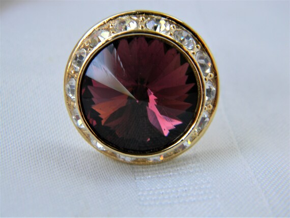 j400 Vittorio Vico Dark Red Stone and Rhinestone … - image 4