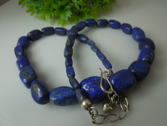q354  Lapis lazuli Graduated Beads and Sterling S… - image 6