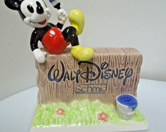 r881 Mickey Mouse Ceramic Figurine Schmid Dealer Display Sign Walt Disney Company
