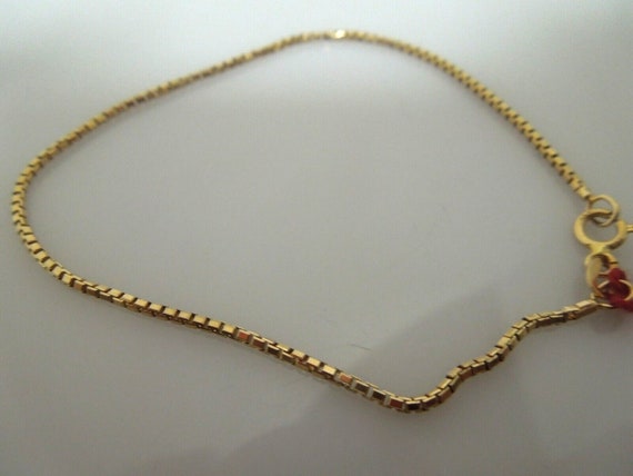 s163 14kt Solid Yellow Gold Box Chain Bracelet 7.… - image 4