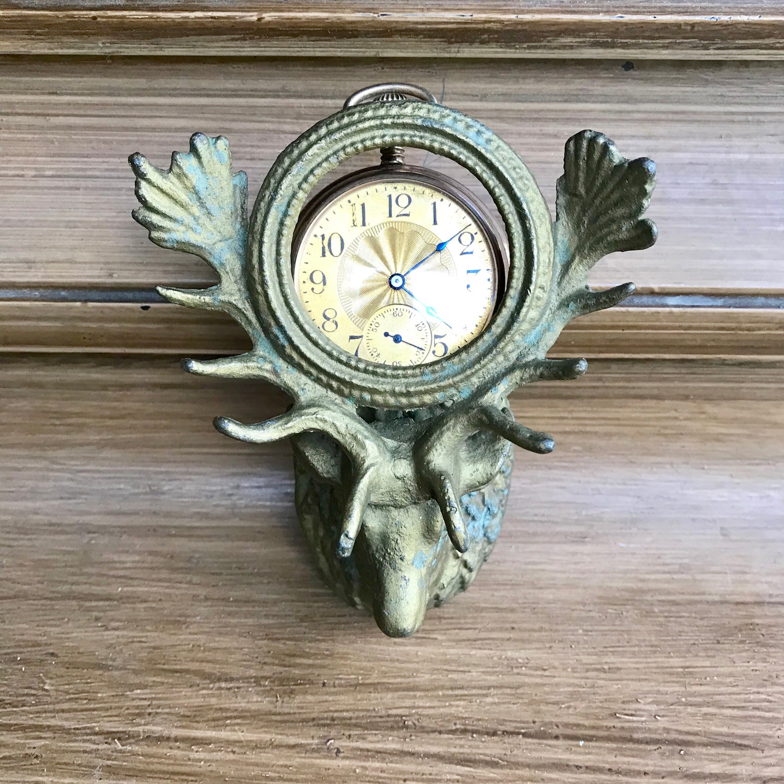 F323 Antique Pocket Watch Holder Case Collectible Bronze Wall Etsy