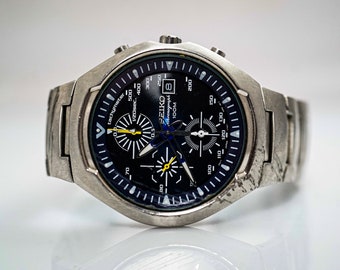 ピ*ル様 希少SEIKO ALBA K2000 Y182-7C10 稼働品 Seiko Alba K2000 Y182-7C10 Chronograph Watch | Blue Dial | Vintage