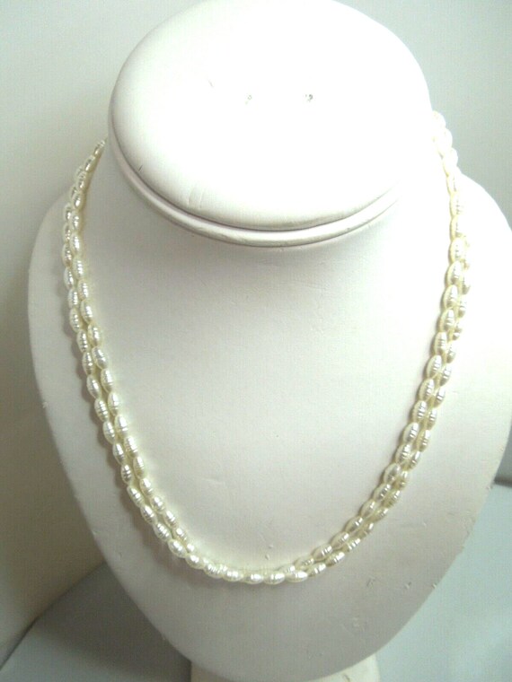 s307 Vintage White Seed Pearl Long Necklace - image 1