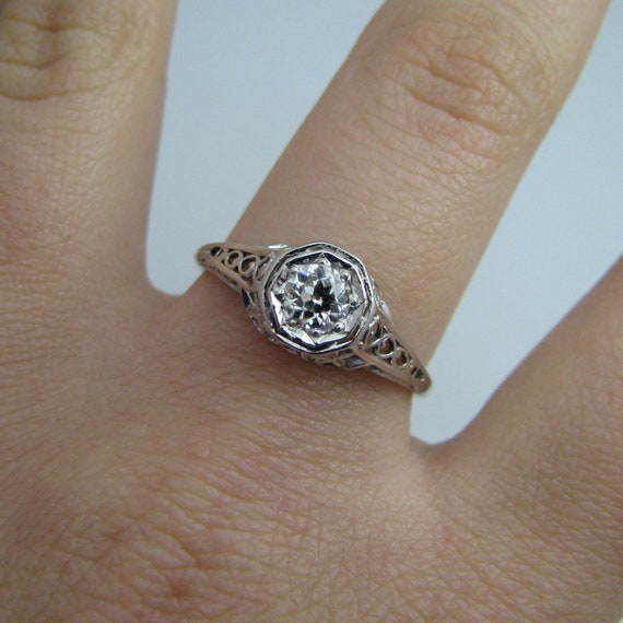 d972 Exquisite 18k White Gold Diamond Engagement … - image 4