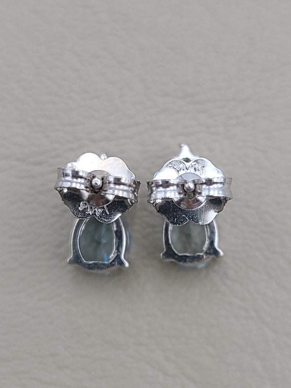 k830 Pretty Pear Shaped Aquamarine and Diamond St… - image 4