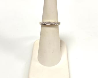 v651 Vintage 14k White Gold Princess-cut Channel-set Diamond 0.3cts Ring Sz 5.75