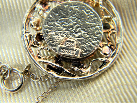 j409 Pretty Retro Sterling Silver Pendant with Gr… - image 4