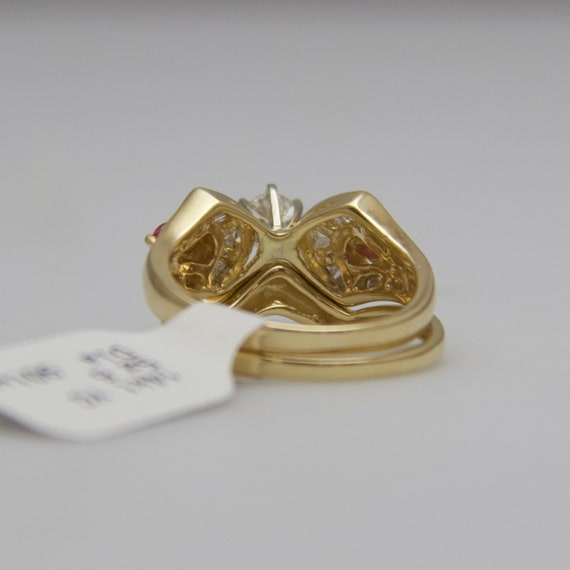 d551 14k Yellow Gold Diamond & Ruby Engagement Ri… - image 5