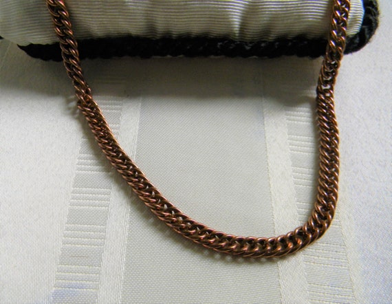 h763 Nice Vintage Medium Copper Curb Link Necklac… - image 1