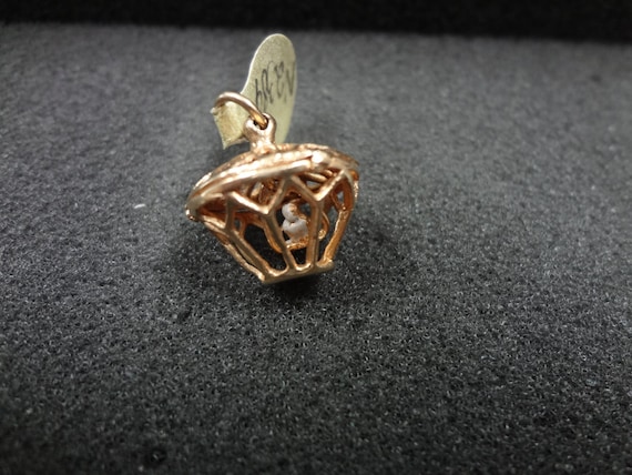 c538 Pretty 14k Yellow Gold Bird in a Golden Cage… - image 1