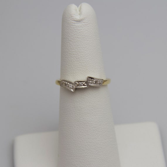 d663 Dainty 14k Yellow Gold Diamond Wedding Ring - image 1