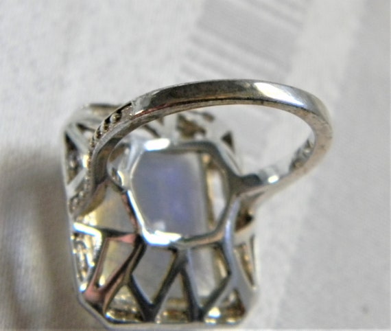 h955 Sterling Silver Ring with Iridescent Glass S… - image 7