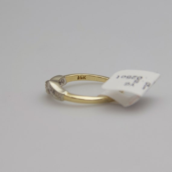 d663 Dainty 14k Yellow Gold Diamond Wedding Ring - image 4