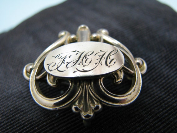 c234 Vintage Filigree Lapel Watch Pin - Gold Fill… - image 1