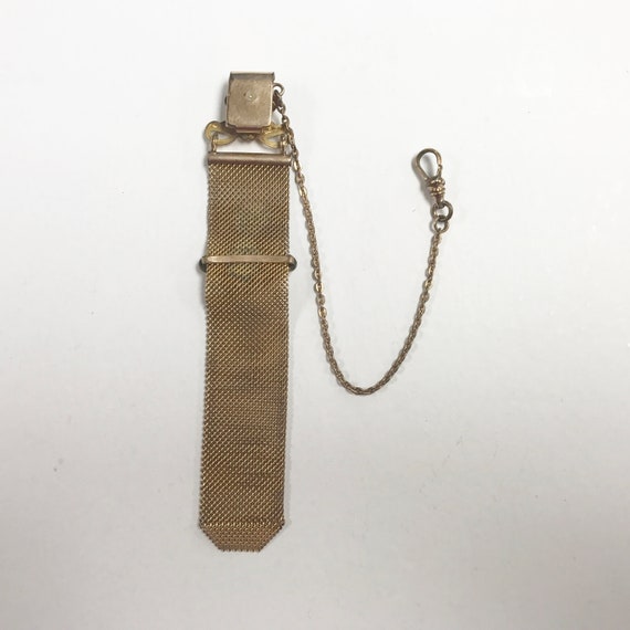 e718 Antique Gold Filled Mesh Fob Vest Pocket Wat… - image 2