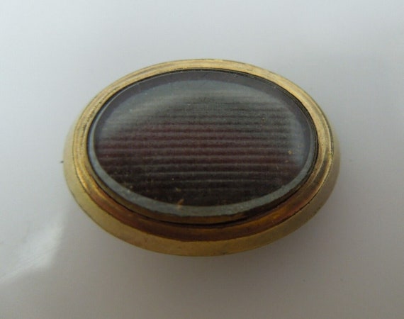 s977 Antique Victorian Era Mourning Brooch Yellow… - image 4