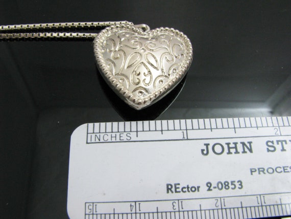 b812 Pretty Puffed Sterling Silver Heart Pendant … - image 7