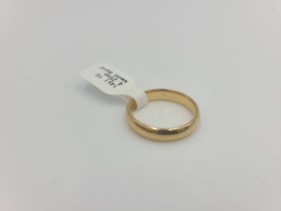 k689 Simple Unisex 14kt Yellow Gold Wide Wedding … - image 3