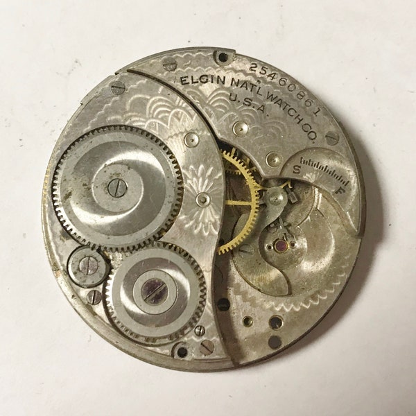 e967 Vintage Elgin Mechanical Wrist Watch Movement for Parts Repair