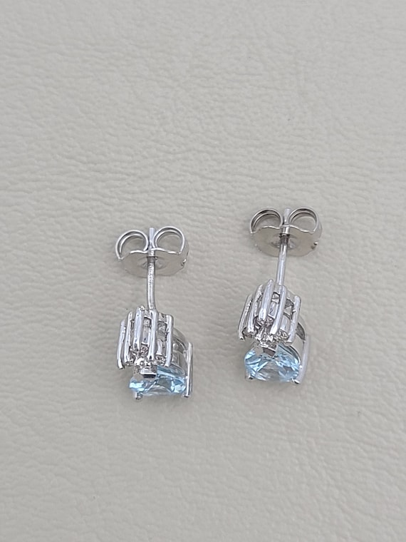 k830 Pretty Pear Shaped Aquamarine and Diamond St… - image 2