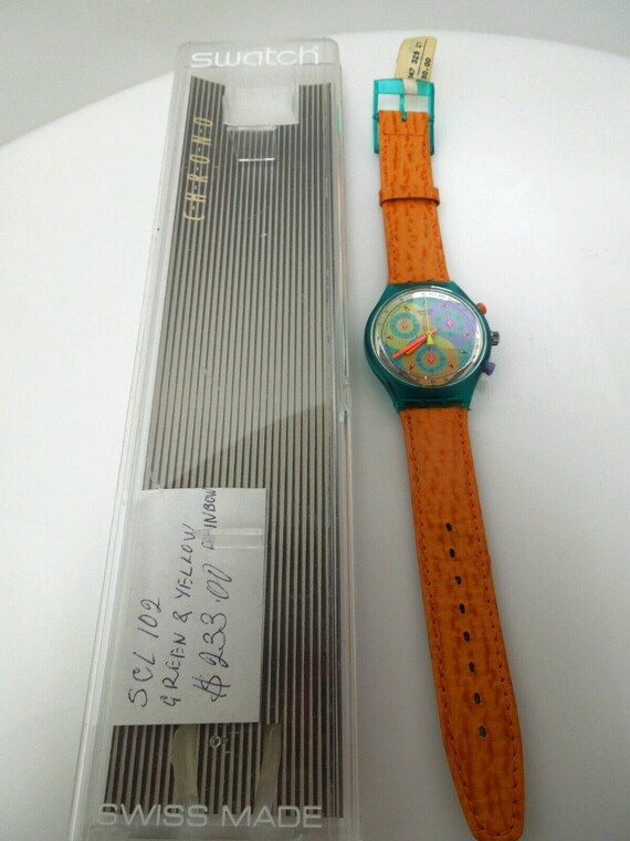 S500 1992 Green & Yellow Rainbow Swiss Made Swatch  display picture 2