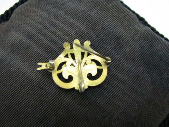 c234 Vintage Filigree Lapel Watch Pin - Gold Fill… - image 3