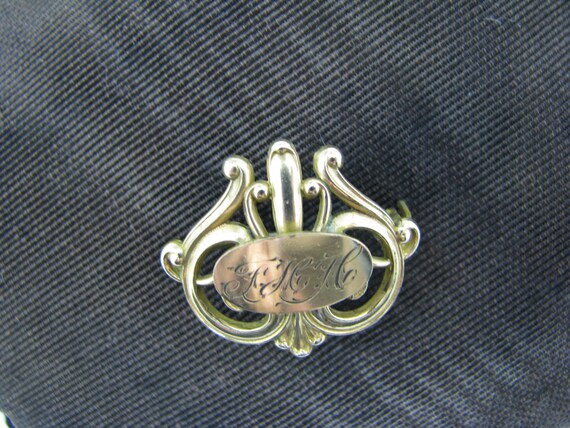 c234 Vintage Filigree Lapel Watch Pin - Gold Fill… - image 2