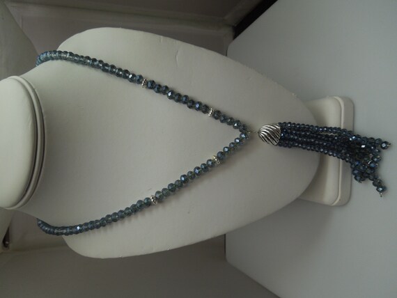 q280 Vintage Glass/ Crystal Beads Long Necklace B… - image 4
