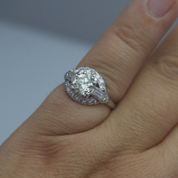 d650 Gorgeous Vintage Platinum Diamond Engagement… - image 6