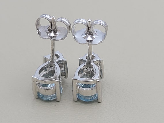 k830 Pretty Pear Shaped Aquamarine and Diamond St… - image 3