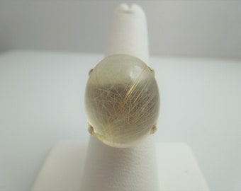 g959 Exquisite Ladies Oval Rutilated Quartz Ring in 14kt Yellow Gold