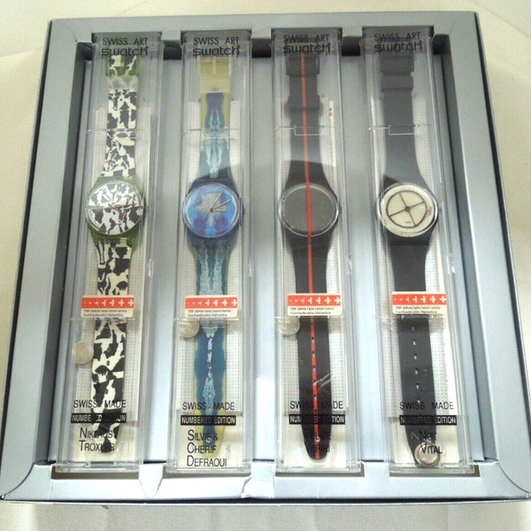 s464 Set of 4 Swatch Watches 700 Year Anniversary Special - Ltd Ed 815 of 5555 - Rare New In Box