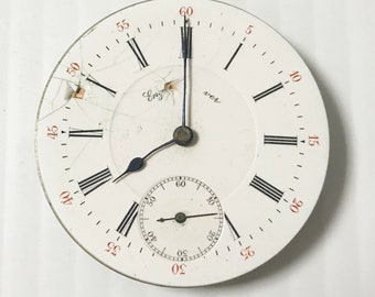 e911 Antique English Complete Watch Movement for Parts or Repair 18S