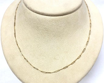 u493 Vintage 14K Yellow Gold Oval Link Chain Necklace 18" Long Made in Italy