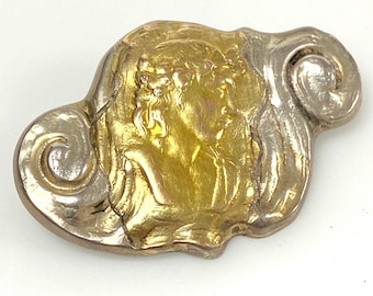 v056 Vintage A.Stowell Sterling Silver 14k Yellow Gold Pin Brooch