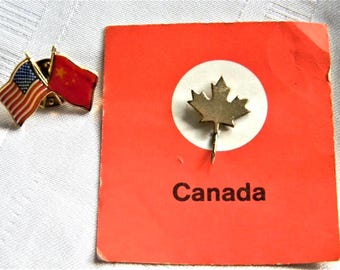 p220 Lote de 2 pines de solapa coleccionables Pin de la bandera de la amistad de EE. UU. y China Pin de Canadá
