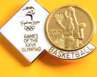 p219 Lote de 2 pines de solapa y colgante/medalla de ciclista coleccionables de los Juegos Olímpicos de 2000