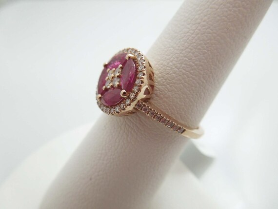 g557 Lovely Ladies 14kt Rose Gold Ruby and Diamon… - image 3