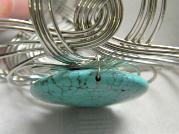 p355 Beautiful Woven Silver tone Wire Cuff Bracel… - image 6