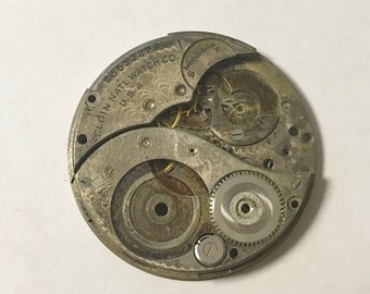 f002 Antique Elgin Watch Movement for Parts or Repair